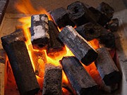 burning briquettes